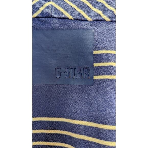 G-STAR RAW Men's T-Shirt V-Neck Blue White Striped Medium Short Sleeve - Picture 4 of 7